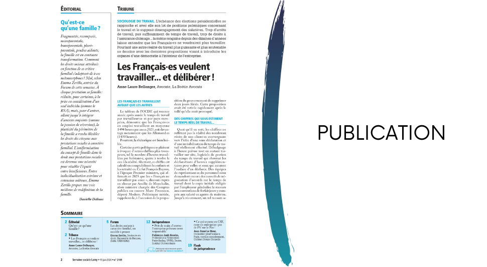 Retrouvez notre tribune dans la Semaine sociale Lamy sur la démocratie en entreprise